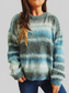 Women Striped Round Neck Long Sleeve Pullover Sweater nicholesgifts