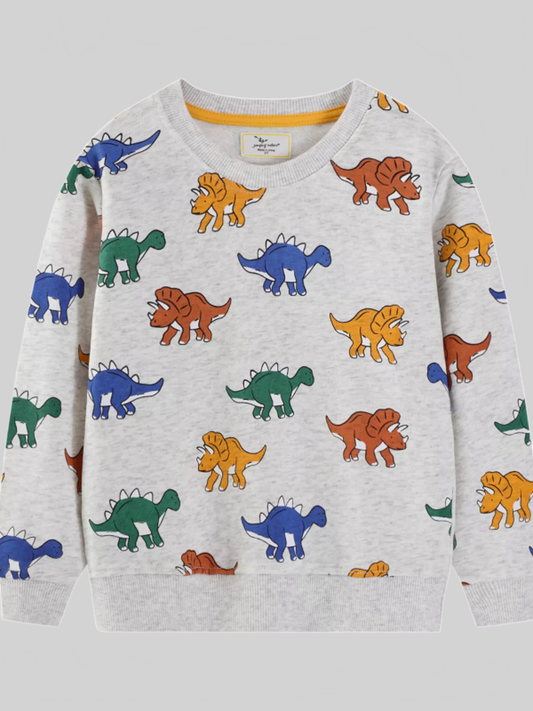 Toddler Boys Dinosaur Print Crew Neck Sweatshirt NicholesGifts