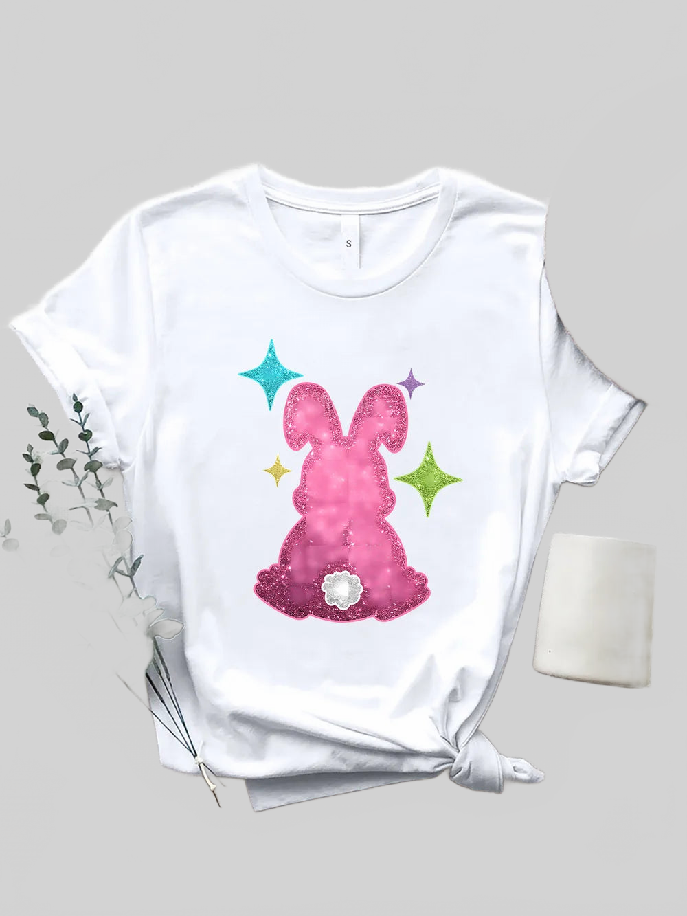 Rabbit Round Neck Short Sleeve T-Shirt Trendsi