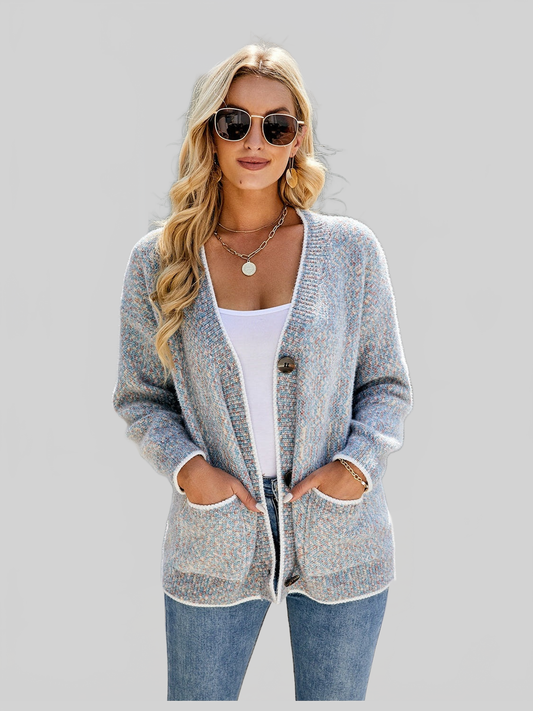 Women Button Down V-Neck Cardigan with Pockets NicholesGifts