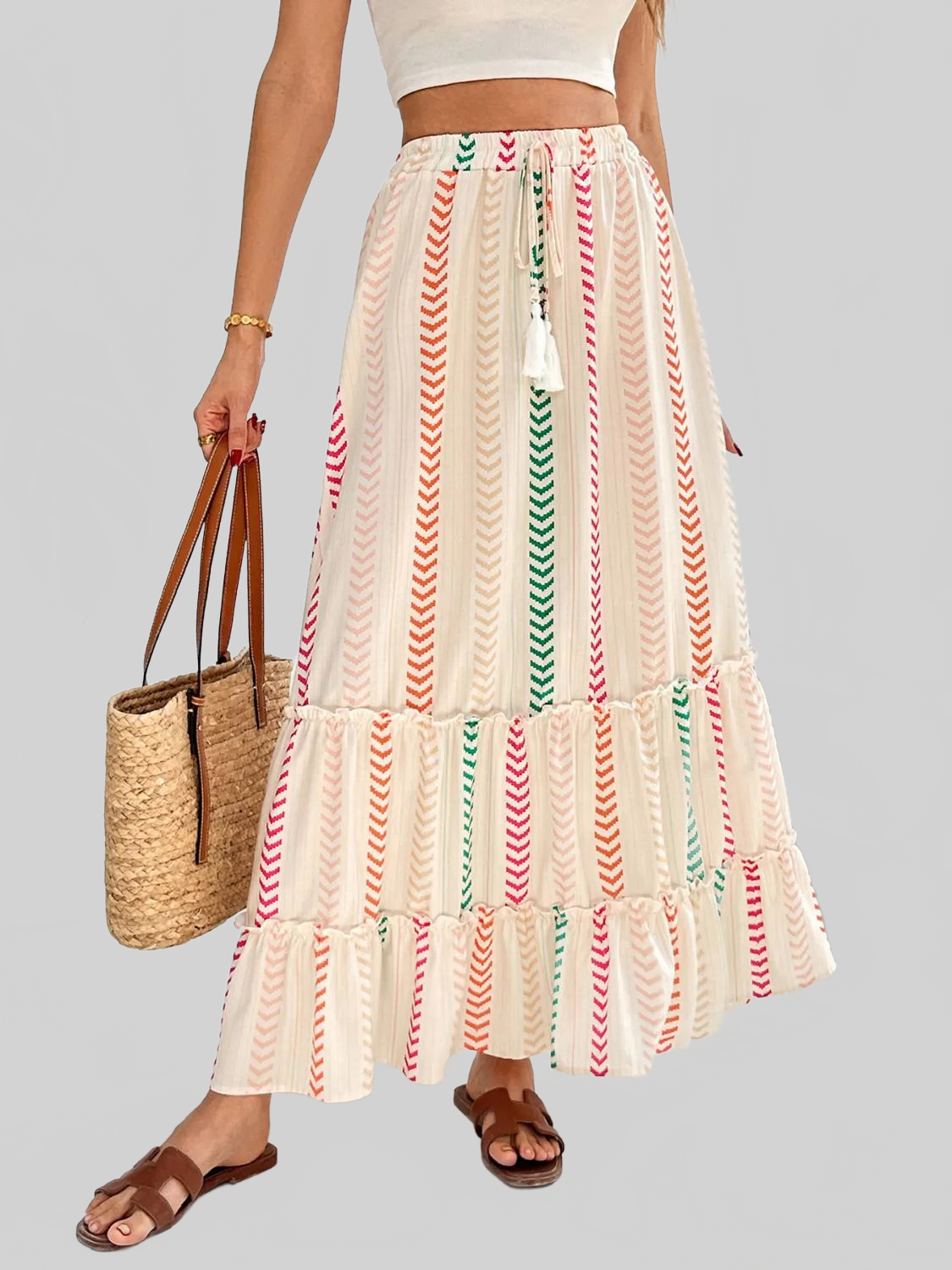 Frill Printed Maxi Skirt nicholesgifts