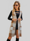 Women Plaid Open Front Sleeveless Cardigan with Pockets nicholesgifts