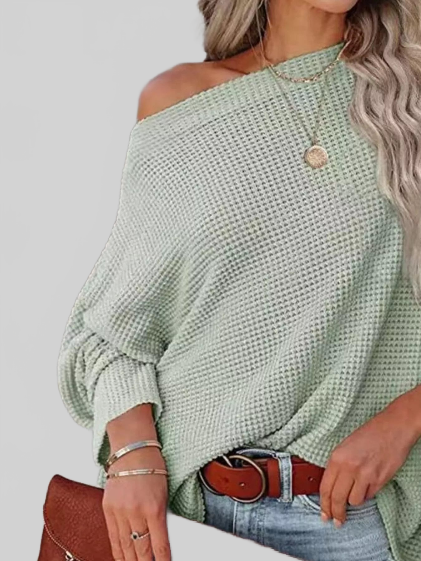 Waffle Knit Boat Neck T-Shirt nicholesgifts