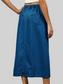 Slit Button Detail Denim Midi Skirt nicholesgifts