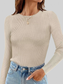Ribbed Knit Slim Fit Long Sleeve T-Shirt nicholesgifts