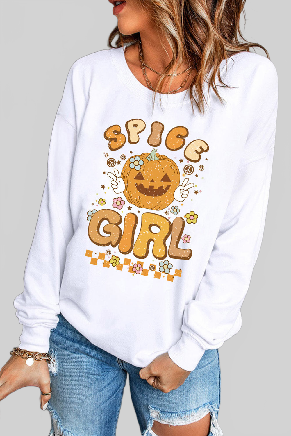 Round Neck Long Sleeve SPICE GIRL Graphic Sweatshirt nicholesgifts