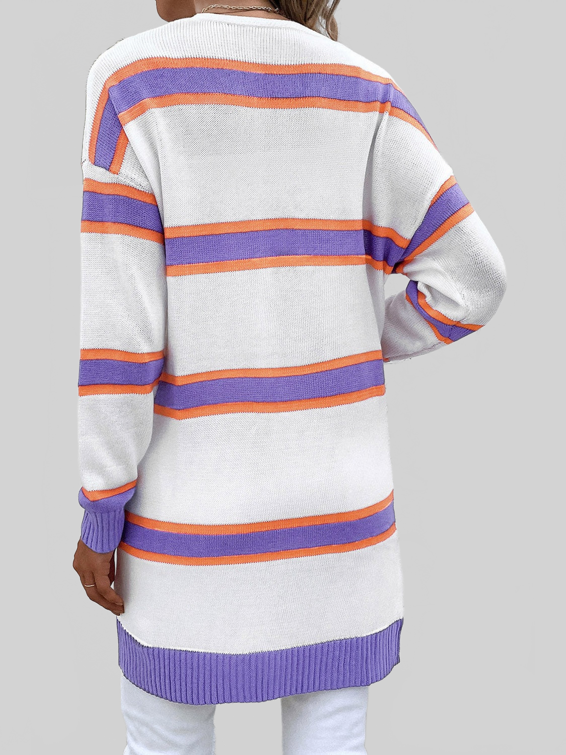 Striped Dropped Shoulder Cardigan nicholesgifts