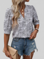 Printed Notched Half Sleeve Blouse nicholesgifts