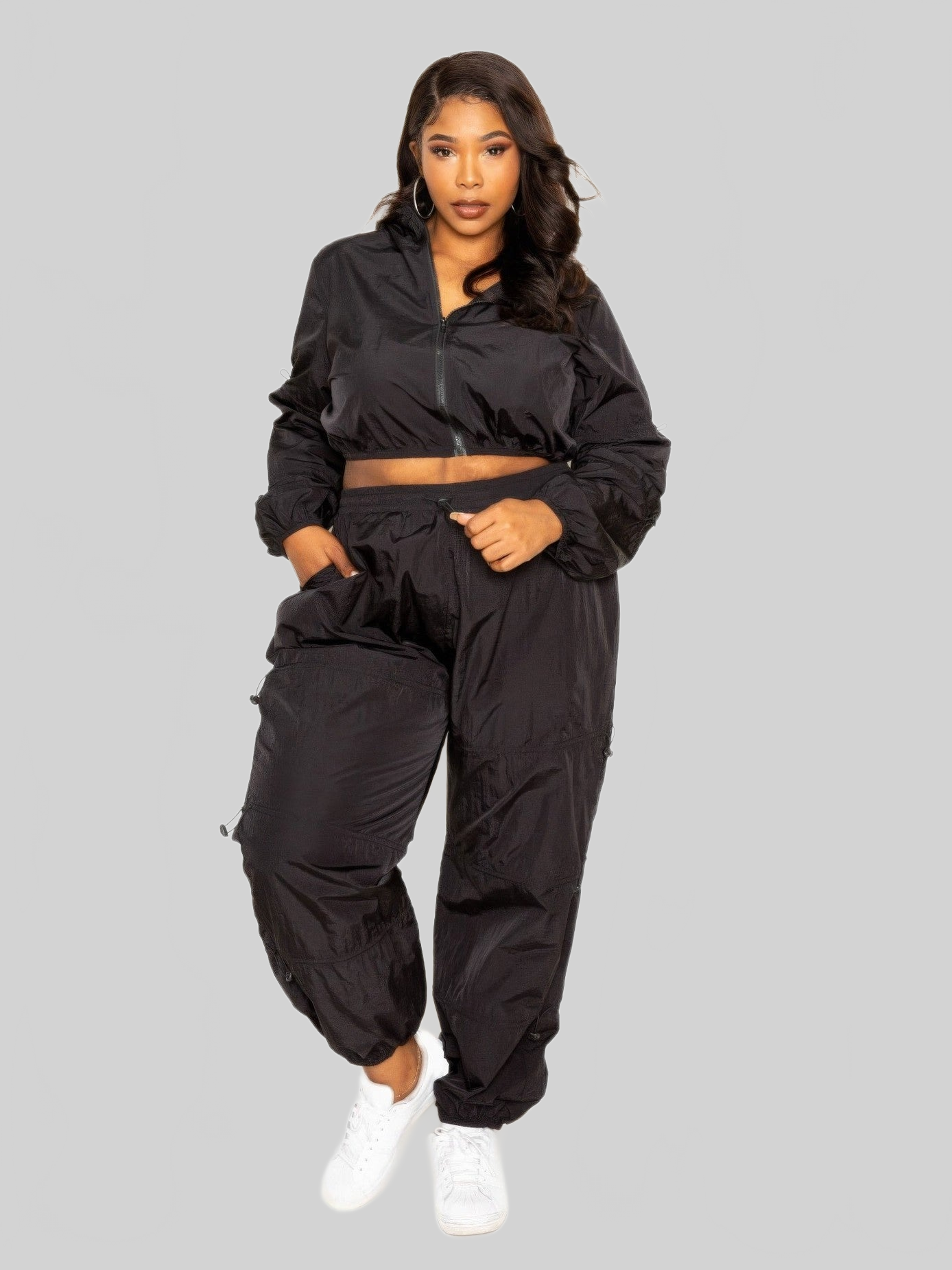 Women Active Zip Up Set With Cord Lock Detail nicholesgifts