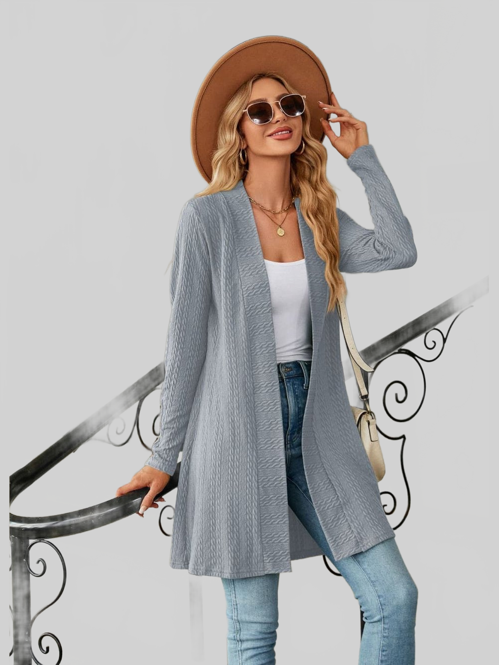Long Sleeve Open Front Cardigan nicholesgifts