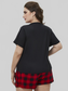 Plus Size Round Neck Tee Shirt and Plaid Shorts Lounge Set nicholesgifts