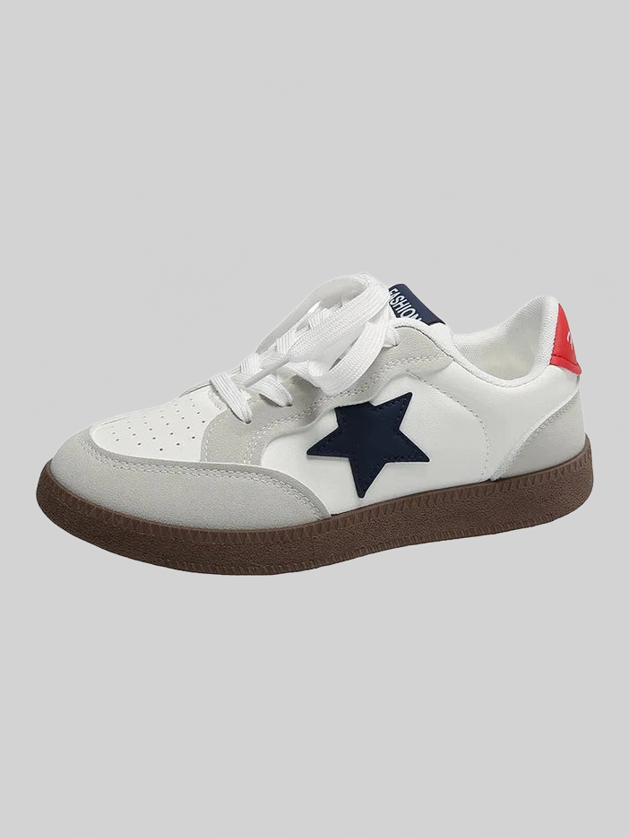 Contrast Star Lace-Up Athletic Sneakers nicholesgifts
