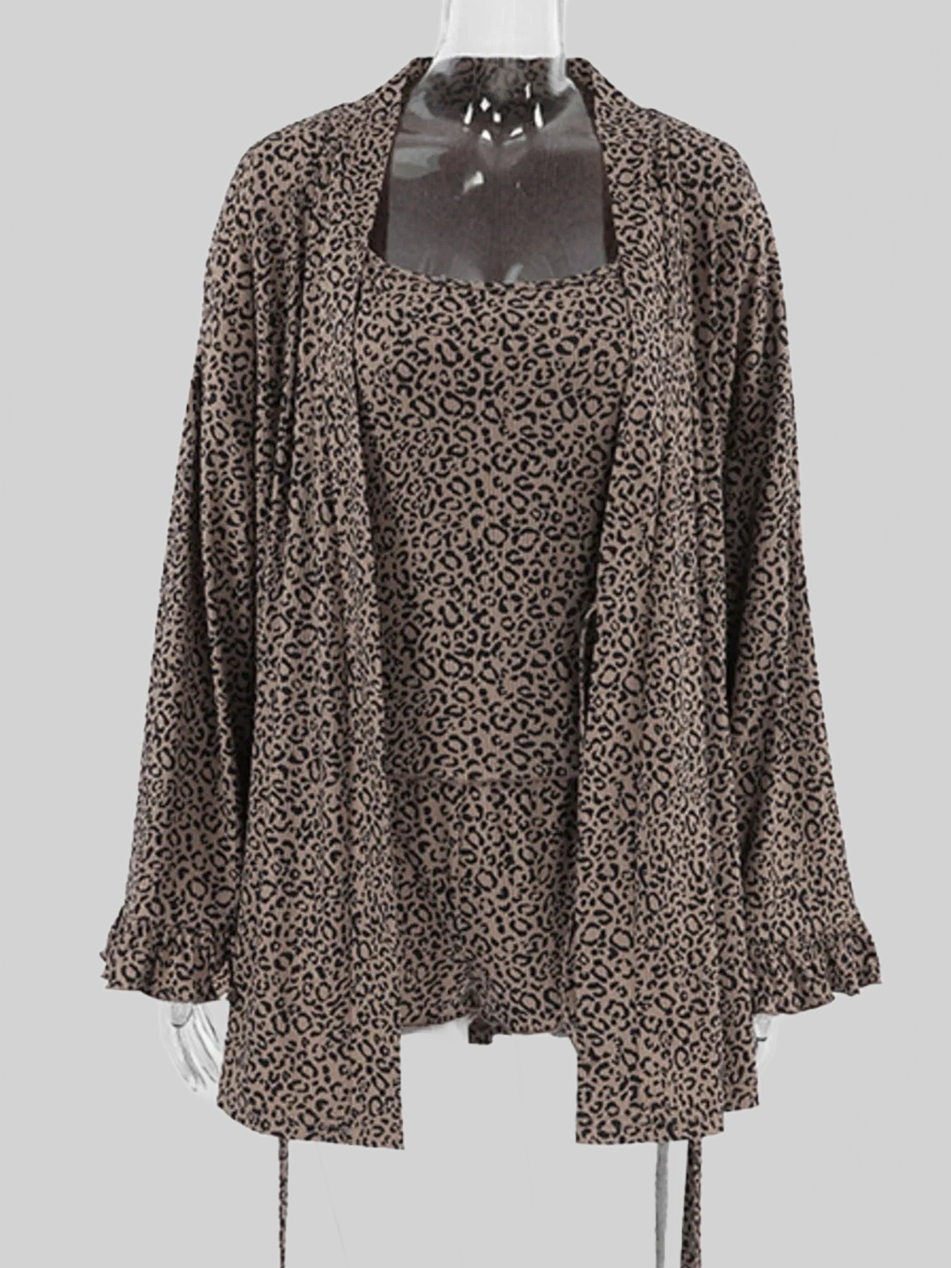 Leopard Cami Cardigan and Shorts 3-Piece Set nicholesgifts