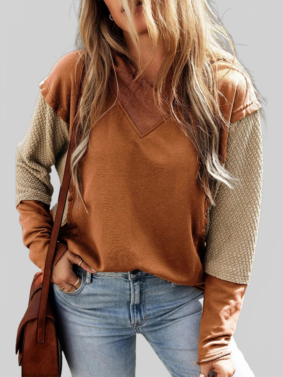 Color Block Dropped Shoulder Hoodie NicholesGifts