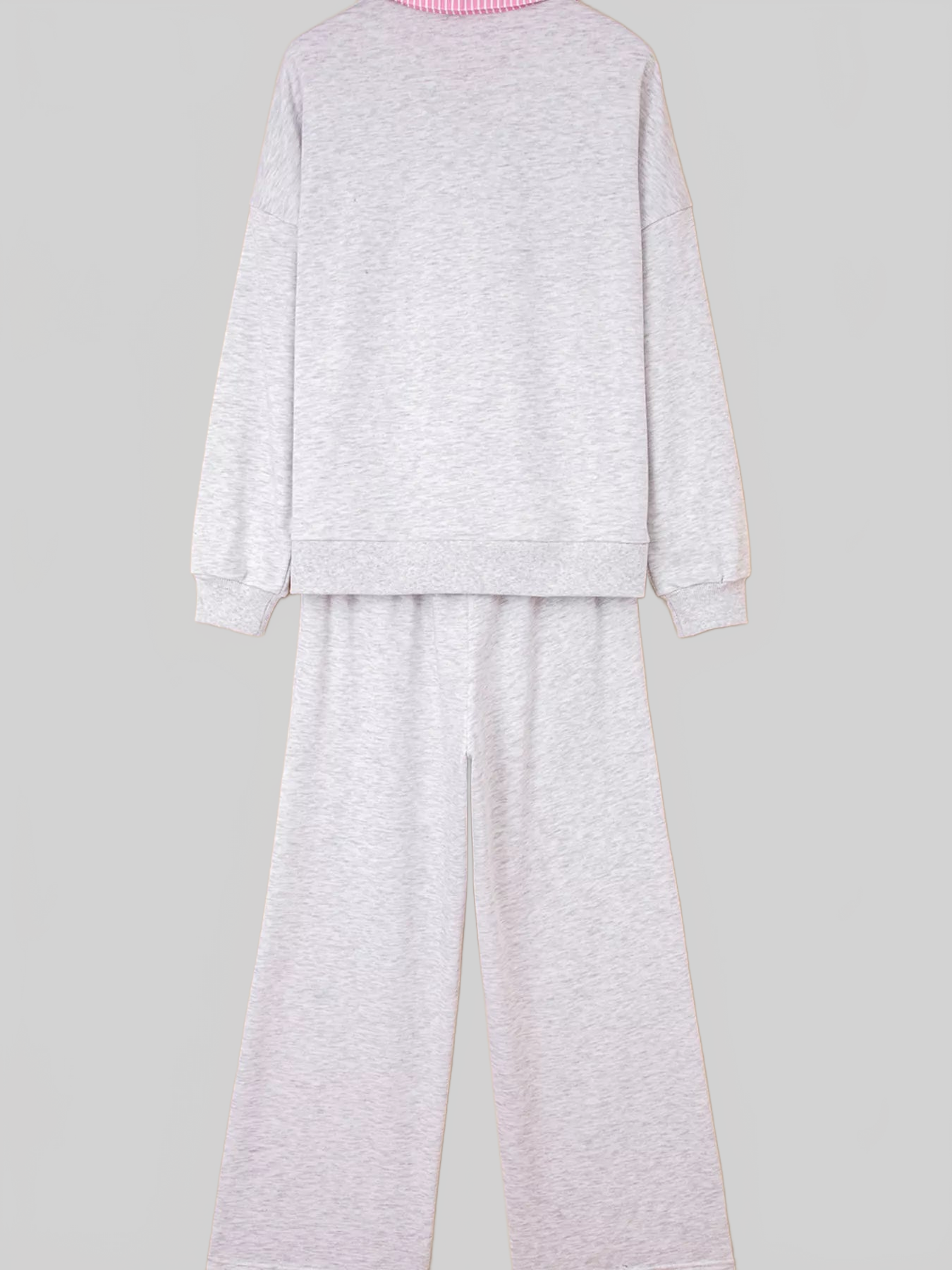 Contrasted Trim Frilled Collar Drop Shoulder Top and Drawstring Pant Set nicholesgifts