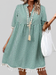 Tassel Printed Notched Half Sleeve Mini Dress nicholesgifts