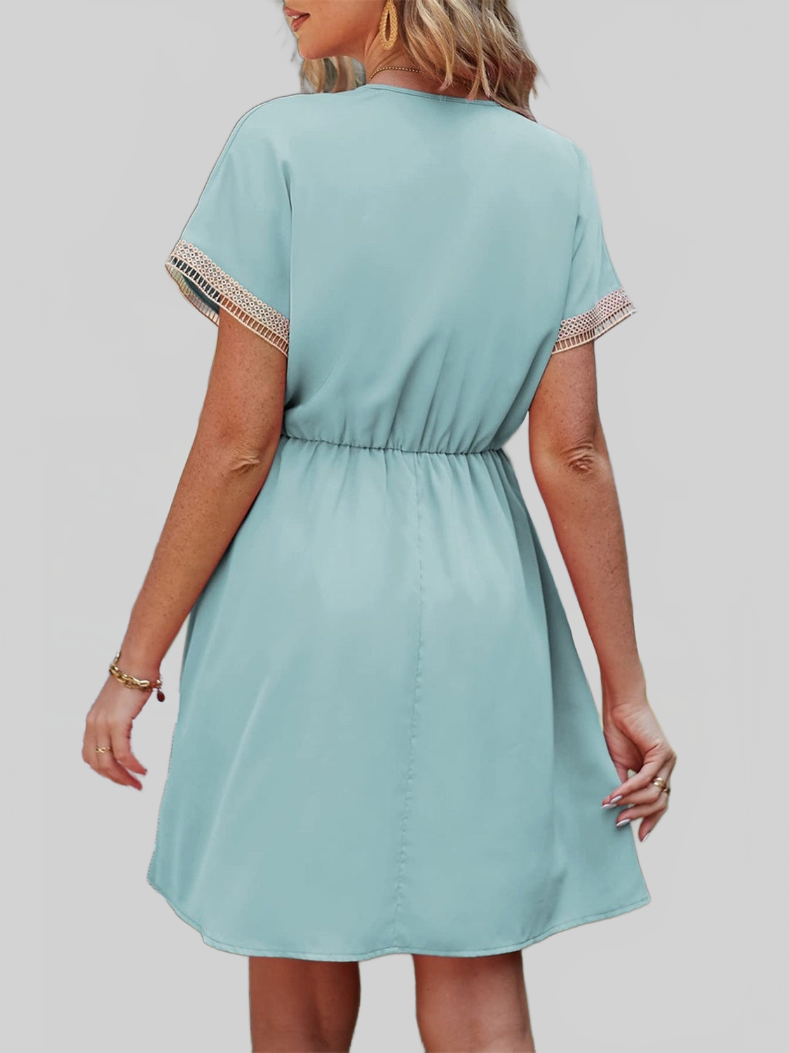 Women Tassel V-Neck Short Sleeve Summer Dress nicholesgifts