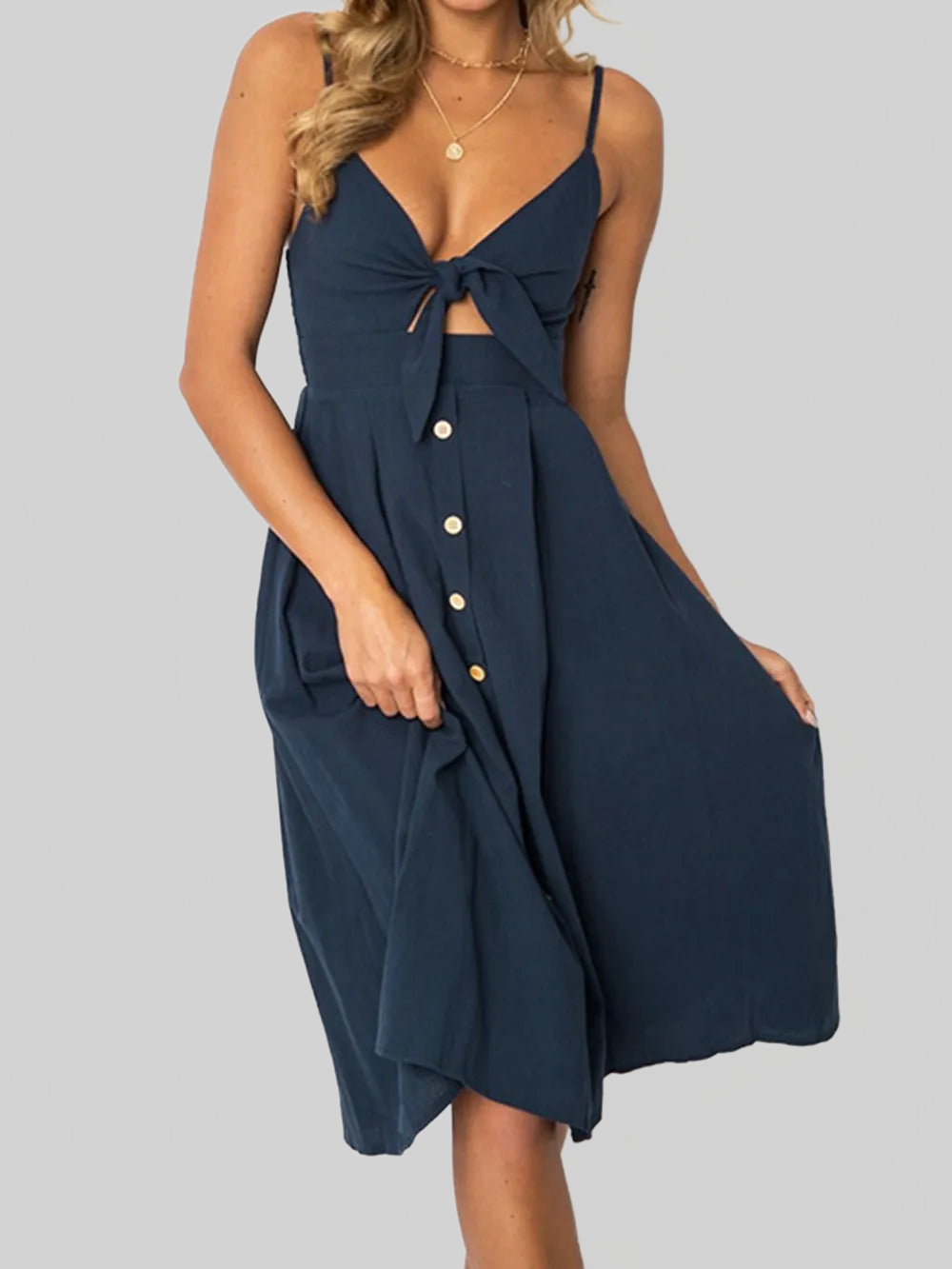 Cutout Smocked Sweetheart Neck Cami Dress nicholesgifts