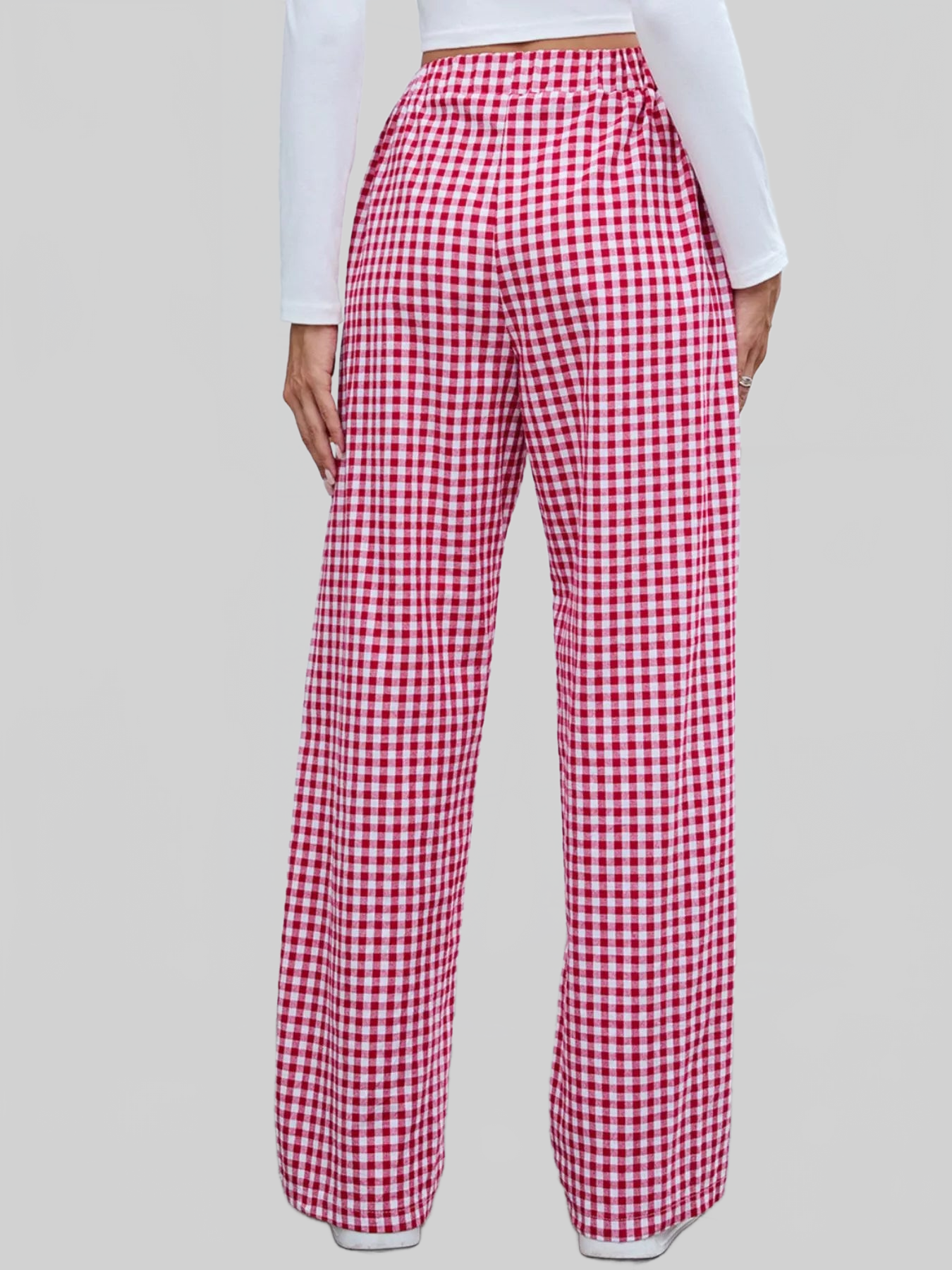 Women Plaid Wide Leg Casual Pants nicholesgifts