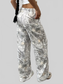 Women Abstract Print Wide Leg Pants nicholesgifts