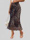 Women Leopard Print Midi Mermaid Skirt nicholesgifts