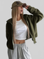 Honey Zip Up Long Sleeve Cropped Jacket nicholesgifts