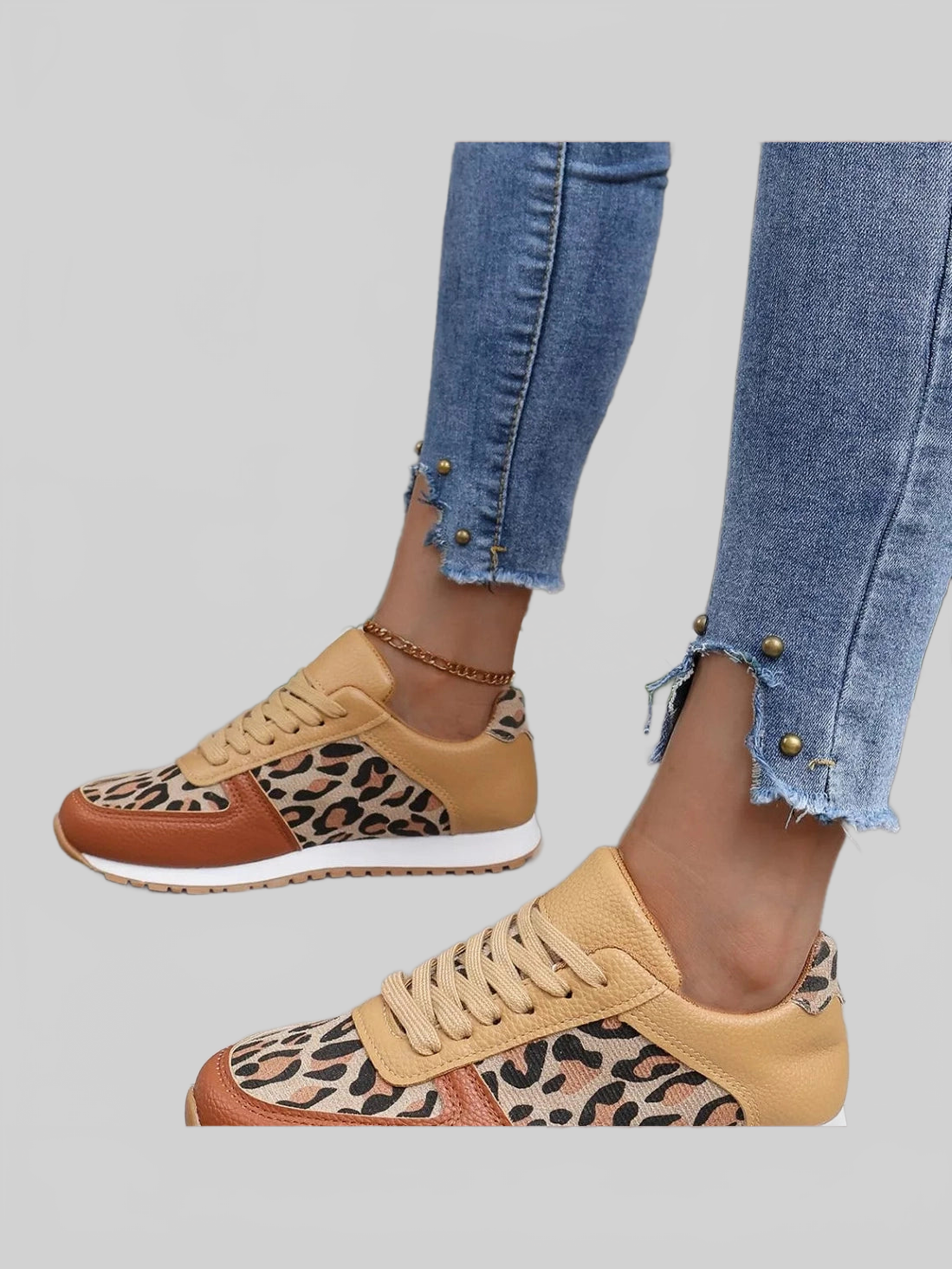 Leopard Print Casual Sneakers Trendsi