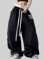 Women Lace Detail Drawstring Wide Leg Pants nicholesgifts