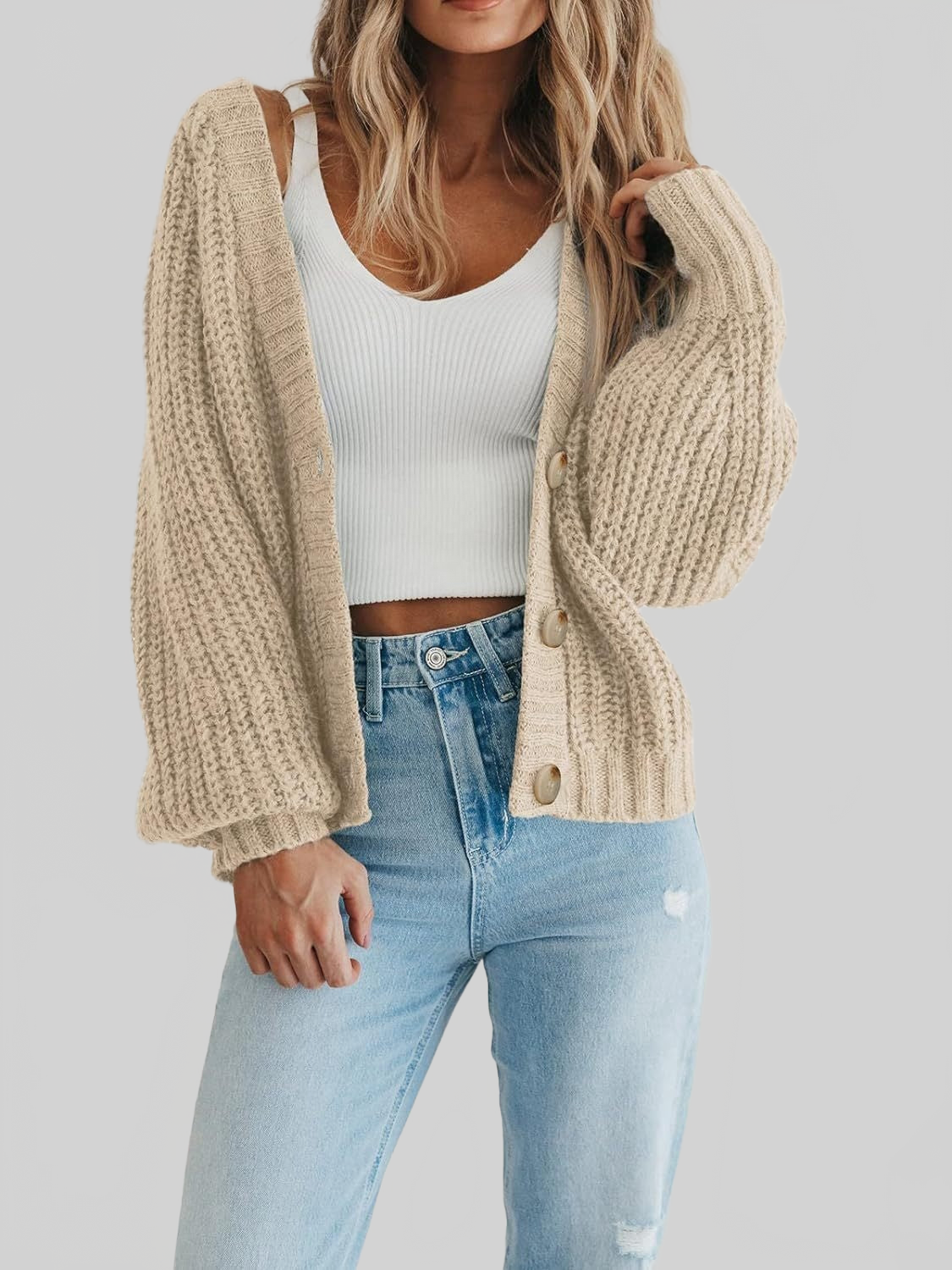 Women Button Up Long Sleeve Cardigan nicholesgifts