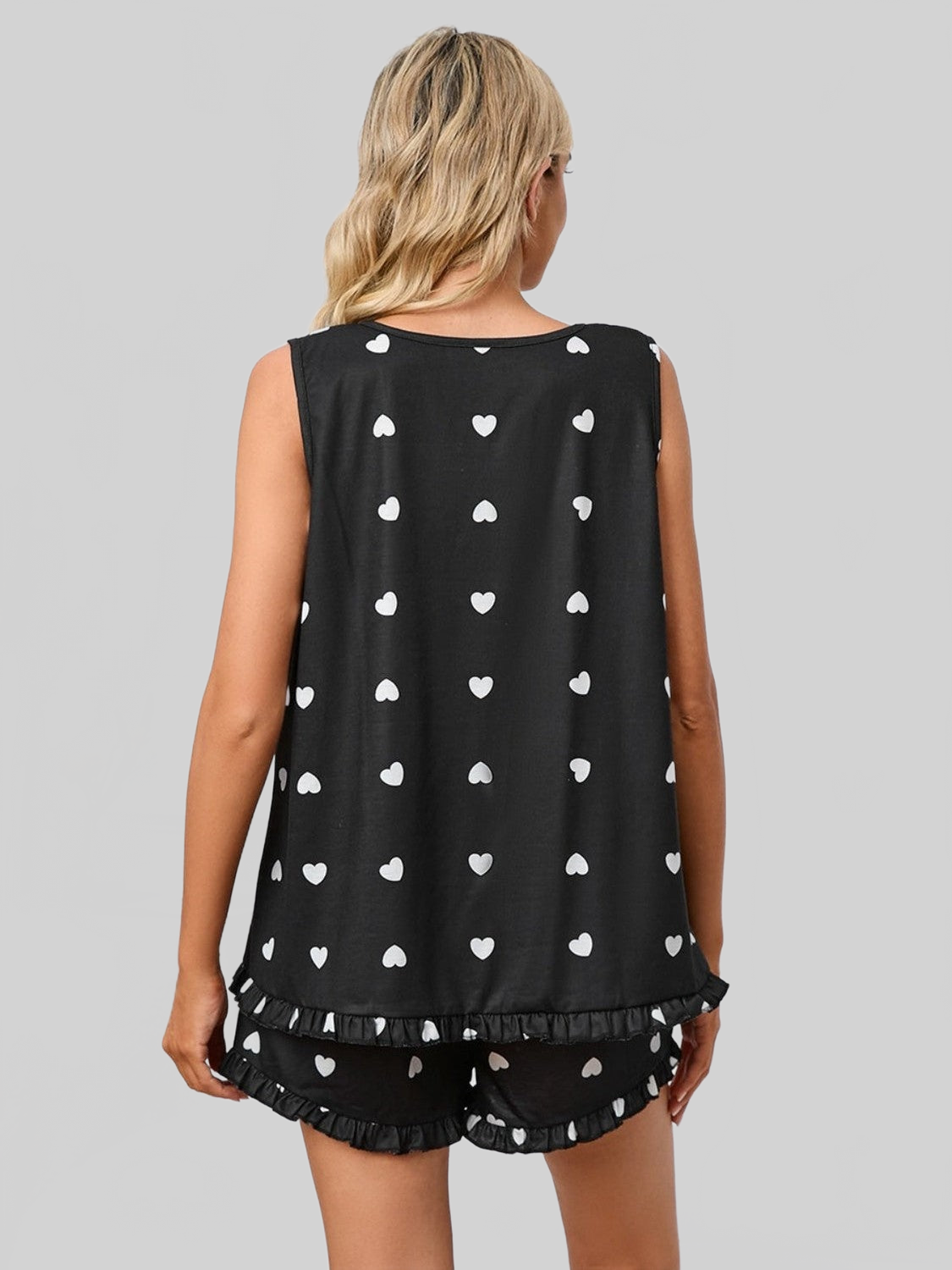 Heart Scoop Neck Tank and Shorts Lounge Set nicholesgifts