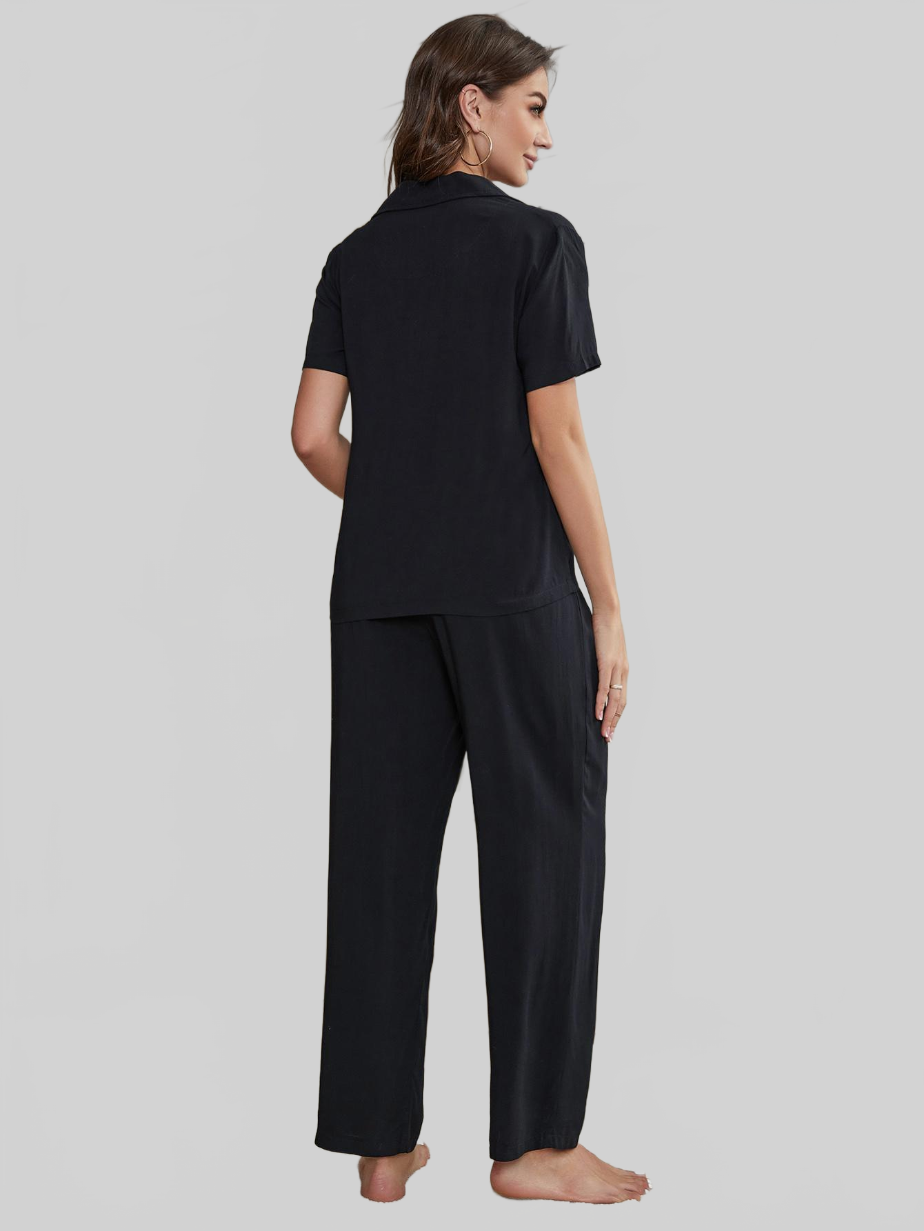 Short Sleeve Shirt, Bralette, and Pants Lounge Set nicholesgifts