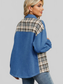 Plaid Button Up Long Sleeve Denim Jacket nicholesgifts