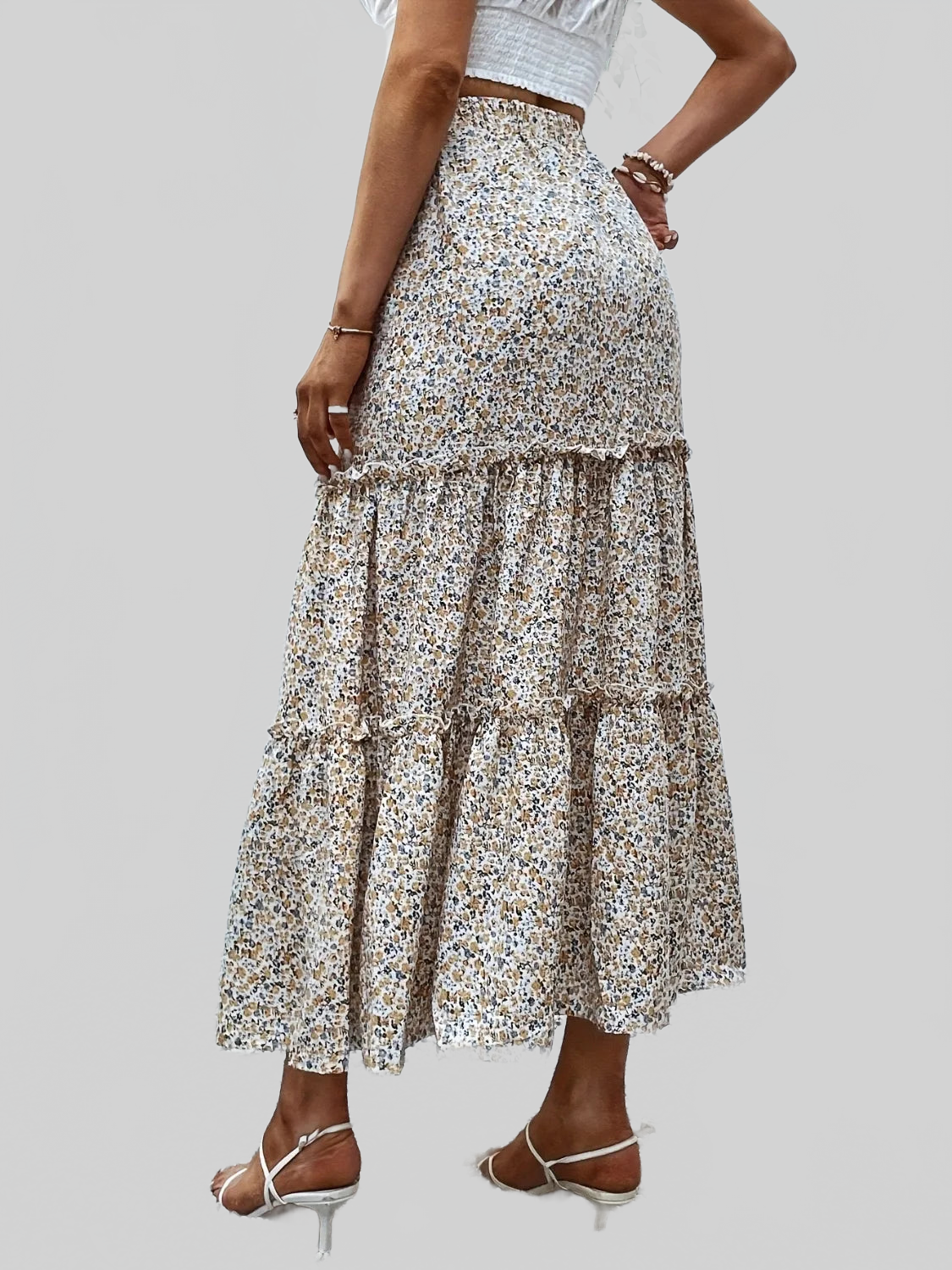 Frill Tiered Printed Skirt nicholesgifts