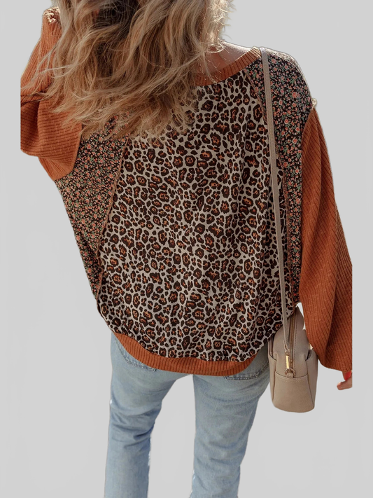 Leopard Print Long Sleeve Sweatshirt nicholesgifts