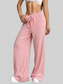 Women Striped Wide Leg Drawstring Pants nicholesgifts