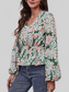 Floral V-Neck Balloon Sleeve Blouse NicholesGifts