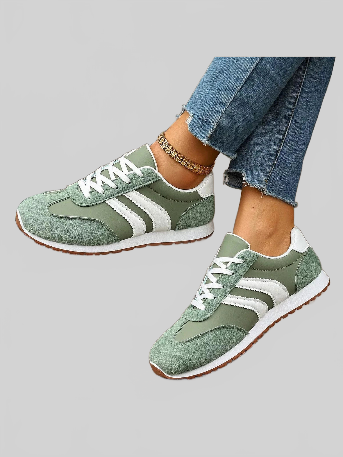 Striped Lace-Up Casual Sneakers nicholesgifts