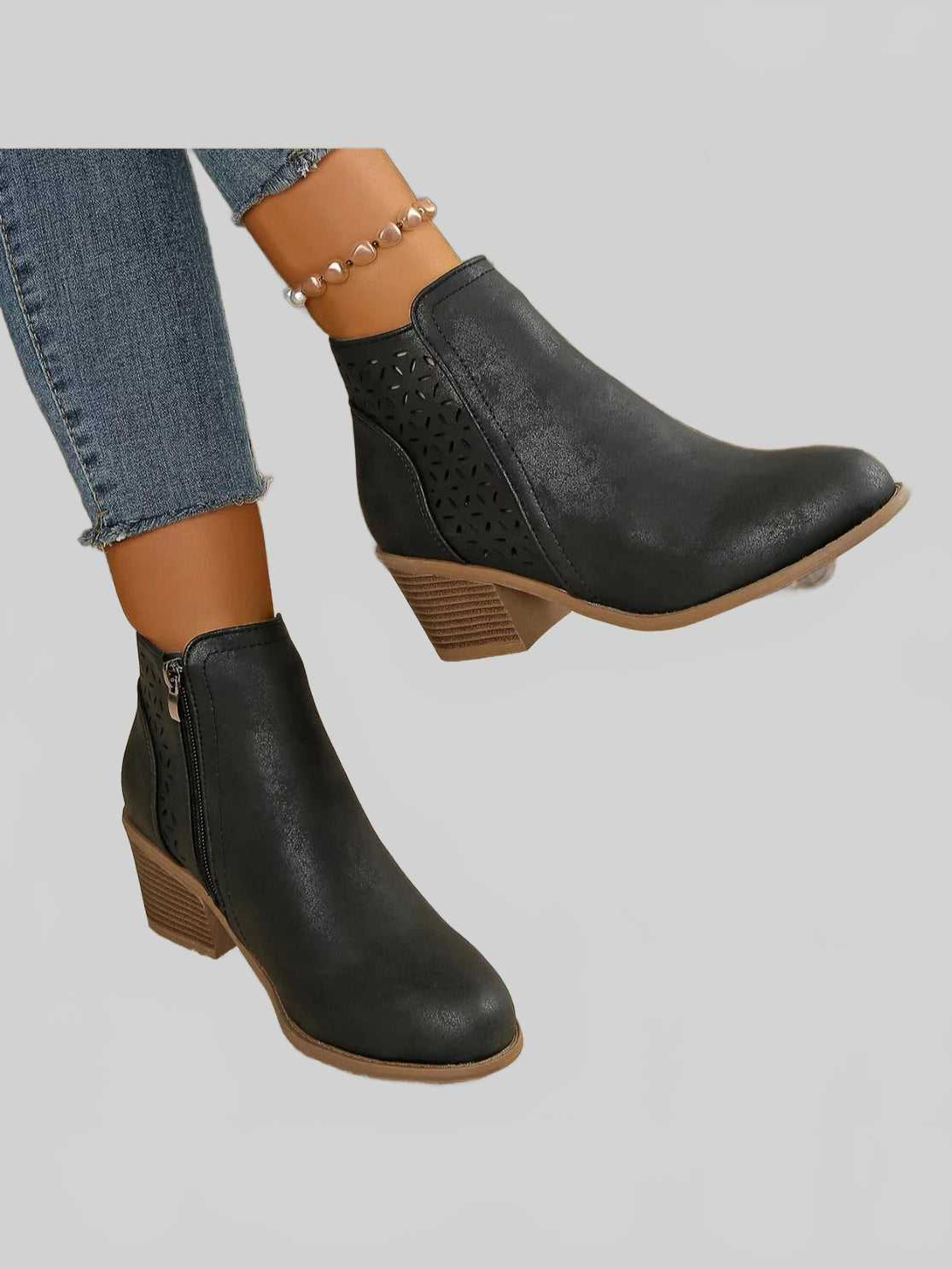 Point Toe Block Heels Boots nicholesgifts
