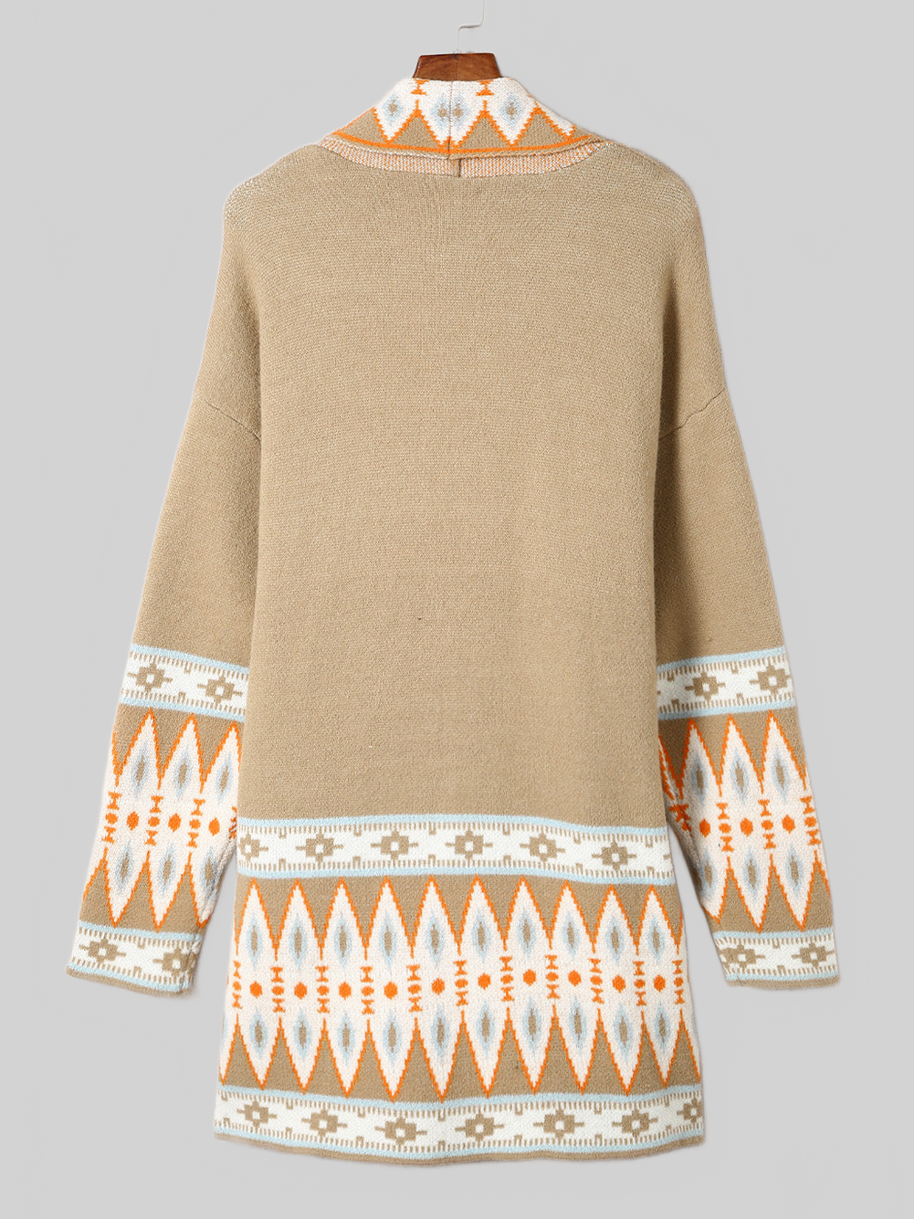 Women Geometric Open Front Long Sleeve Cardigan Sweater nicholesgifts