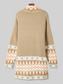 Women Geometric Open Front Long Sleeve Cardigan Sweater nicholesgifts