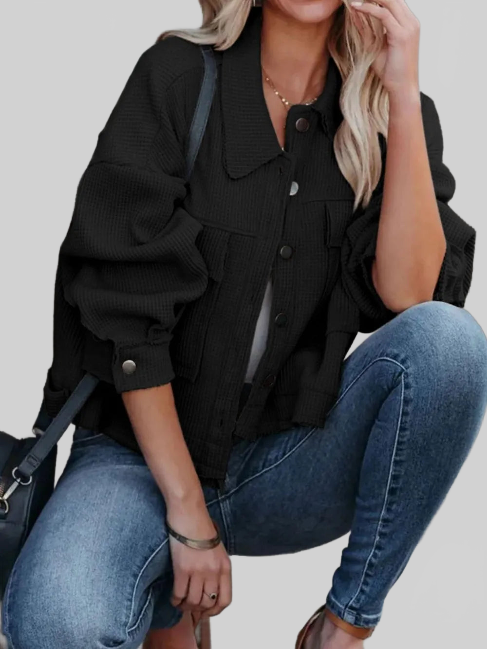 Button Up Long Sleeve Jacket nicholesgifts