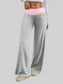 Women Contrast Waistband Wide Leg Pants nicholesgifts