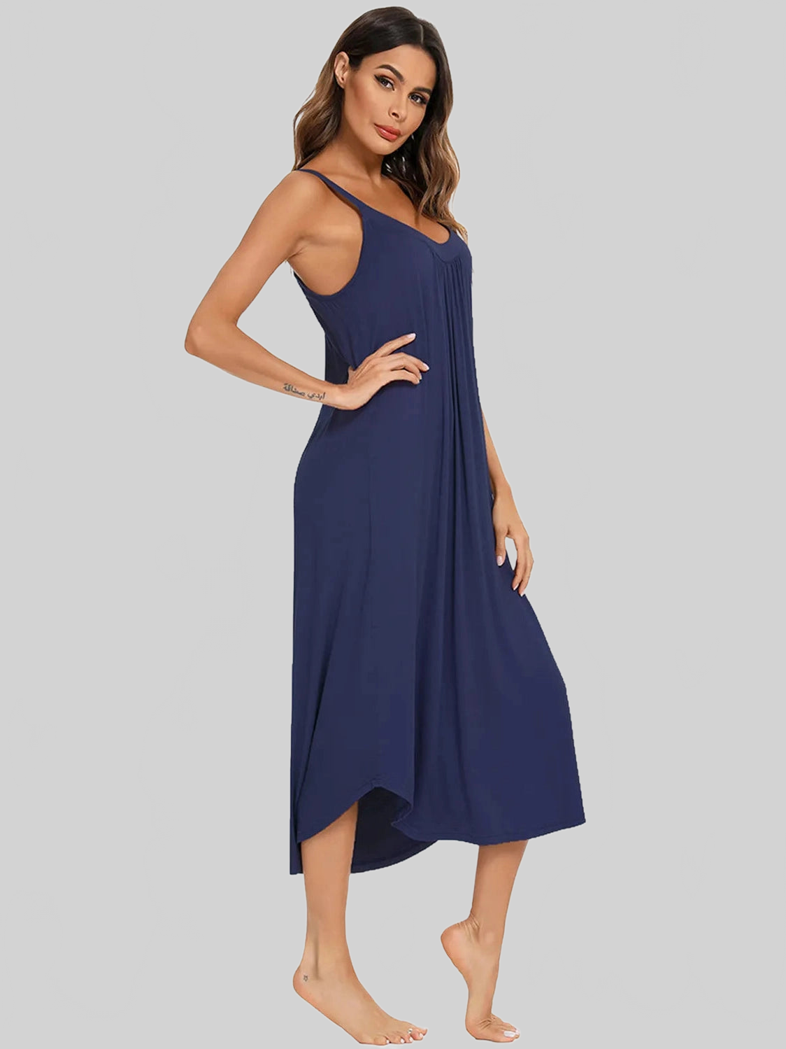 V-Neck Midi Lounge Dress nicholesgifts