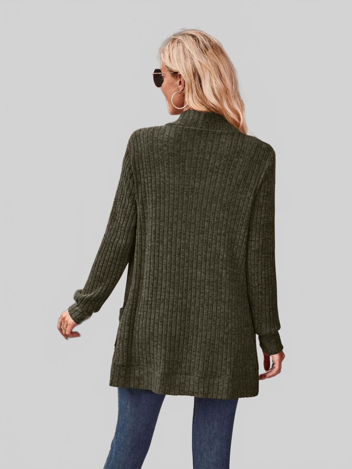 Women Open Front Cardigan with Pockets nicholesgifts