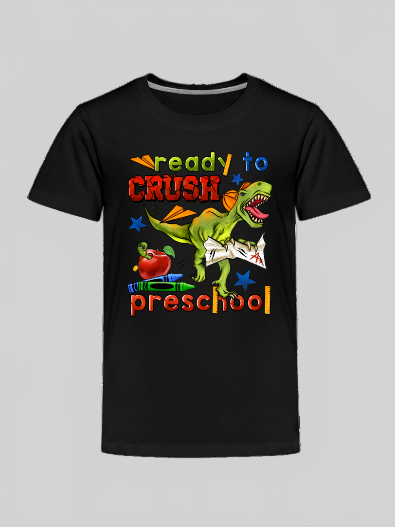 Toddler Boys Dinosaur Ready To crush Preschool Short Sleeve Premium T-Shirt nicholesgifts