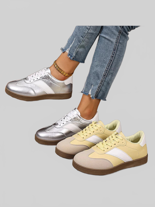 Round Toe Lace Up Sneakers Trendsi