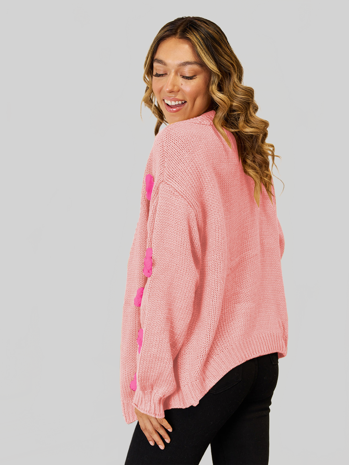 Women Angel Wings Flower Dropped Shoulder Open Front Cardigan nicholesgifts