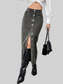 Button Up High Rise Denim Skirt nicholesgifts