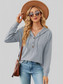Drawstring Half Button Long Sleeve Hoodie nicholesgifts