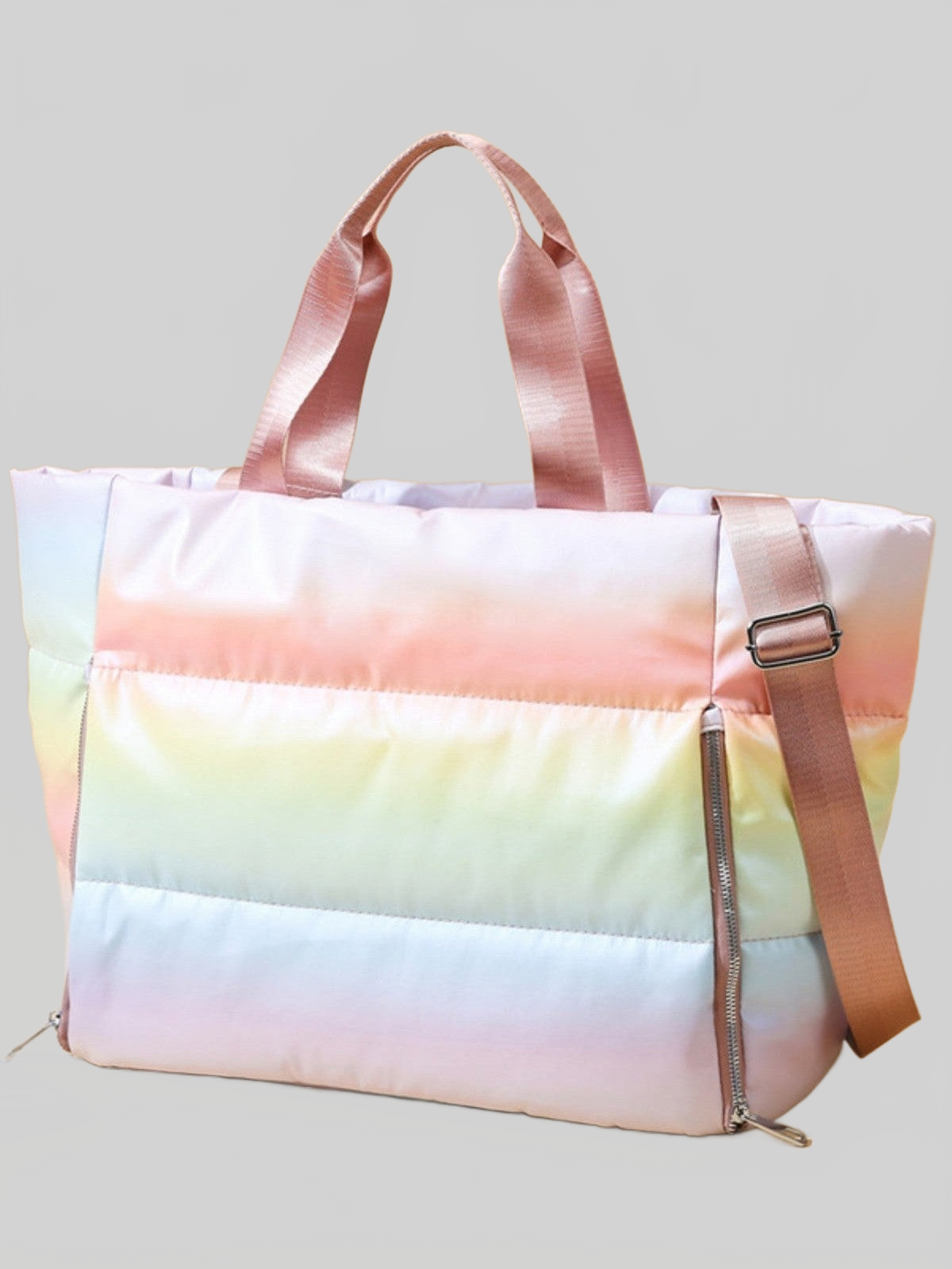 Women Gradient Quilted Travel Bag with Side Zippers nicholesgifts